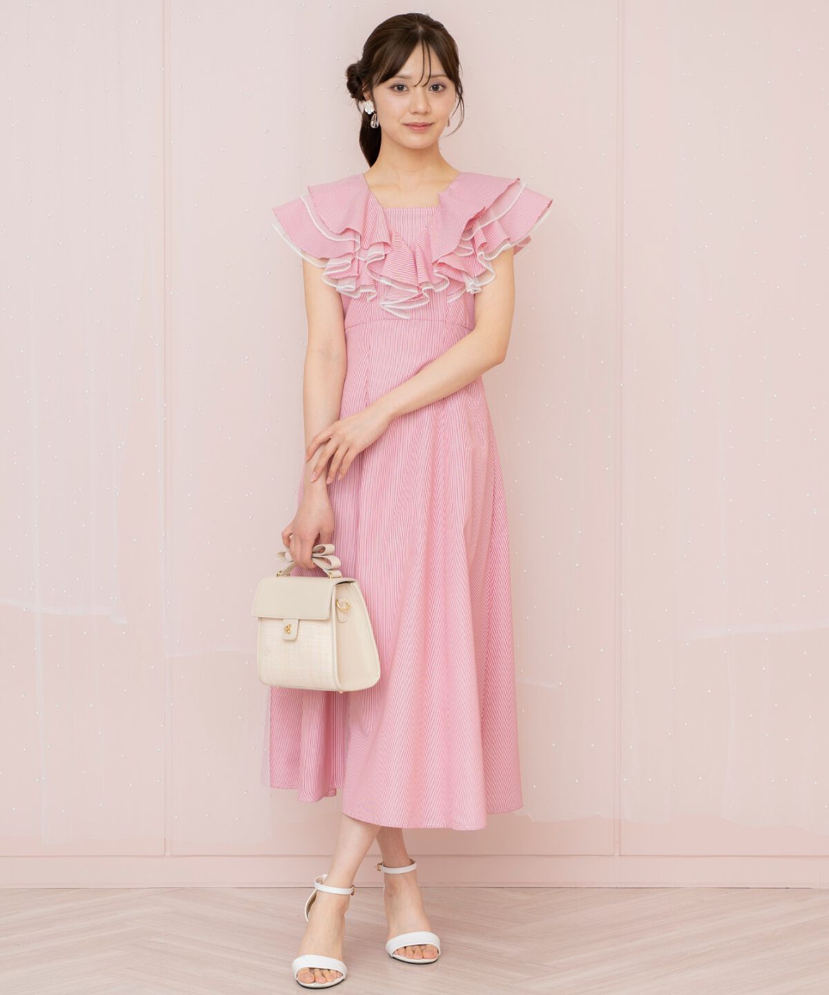 WILLSELECTION「チュールレイヤードフリルストライプワンピース」|ワンピース|