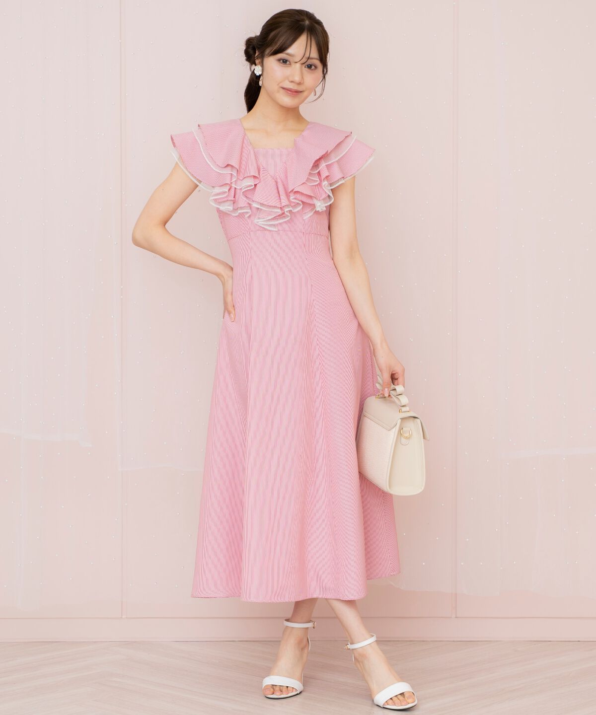 WILLSELECTION「チュールレイヤードフリルストライプワンピース」|ワンピース|