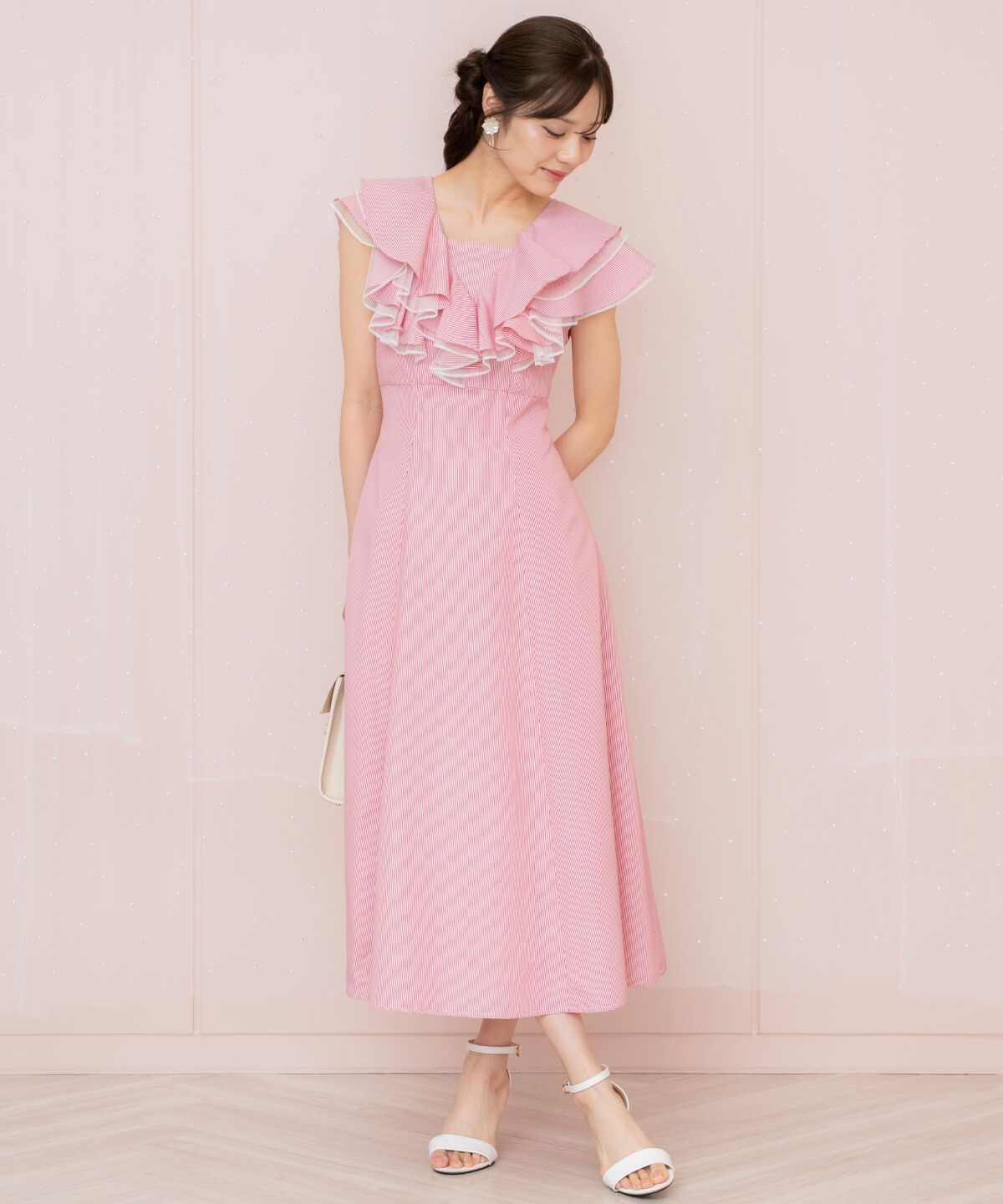 WILLSELECTION「チュールレイヤードフリルストライプワンピース」|ワンピース|