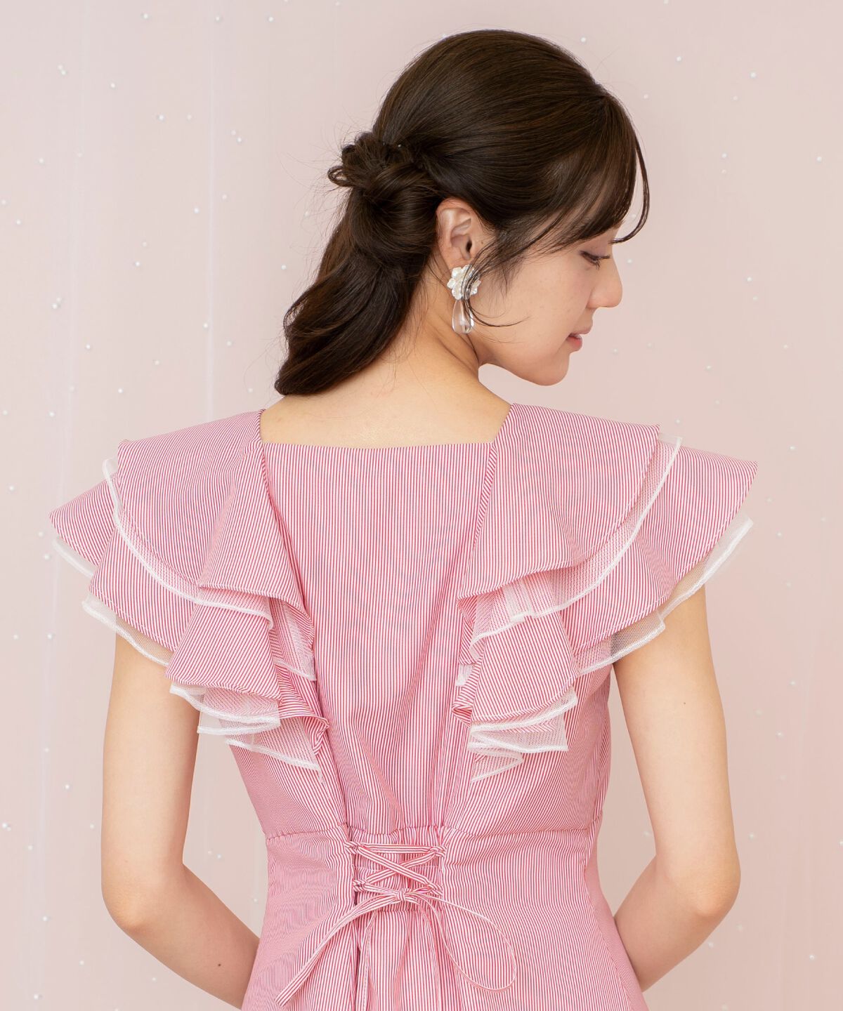 WILLSELECTION「チュールレイヤードフリルストライプワンピース」|ワンピース|