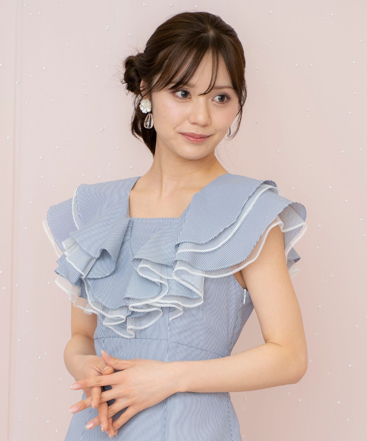 WILLSELECTION「チュールレイヤードフリルストライプワンピース」|ワンピース|