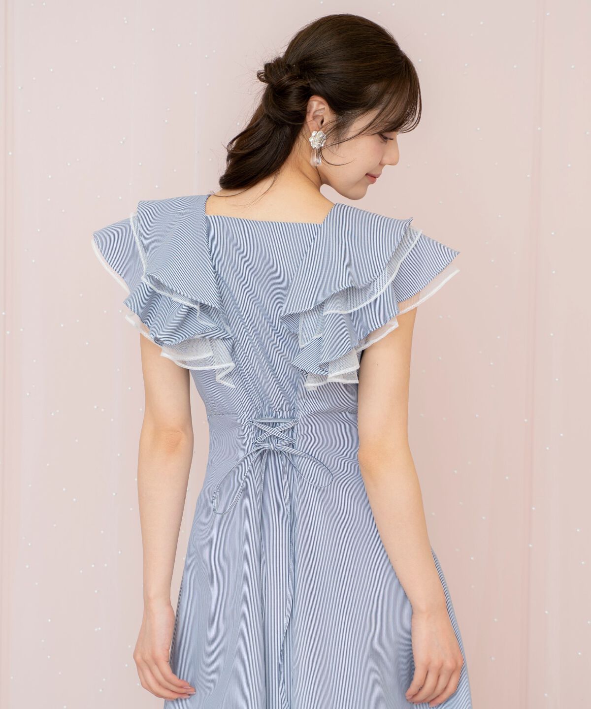 WILLSELECTION「チュールレイヤードフリルストライプワンピース」|ワンピース|