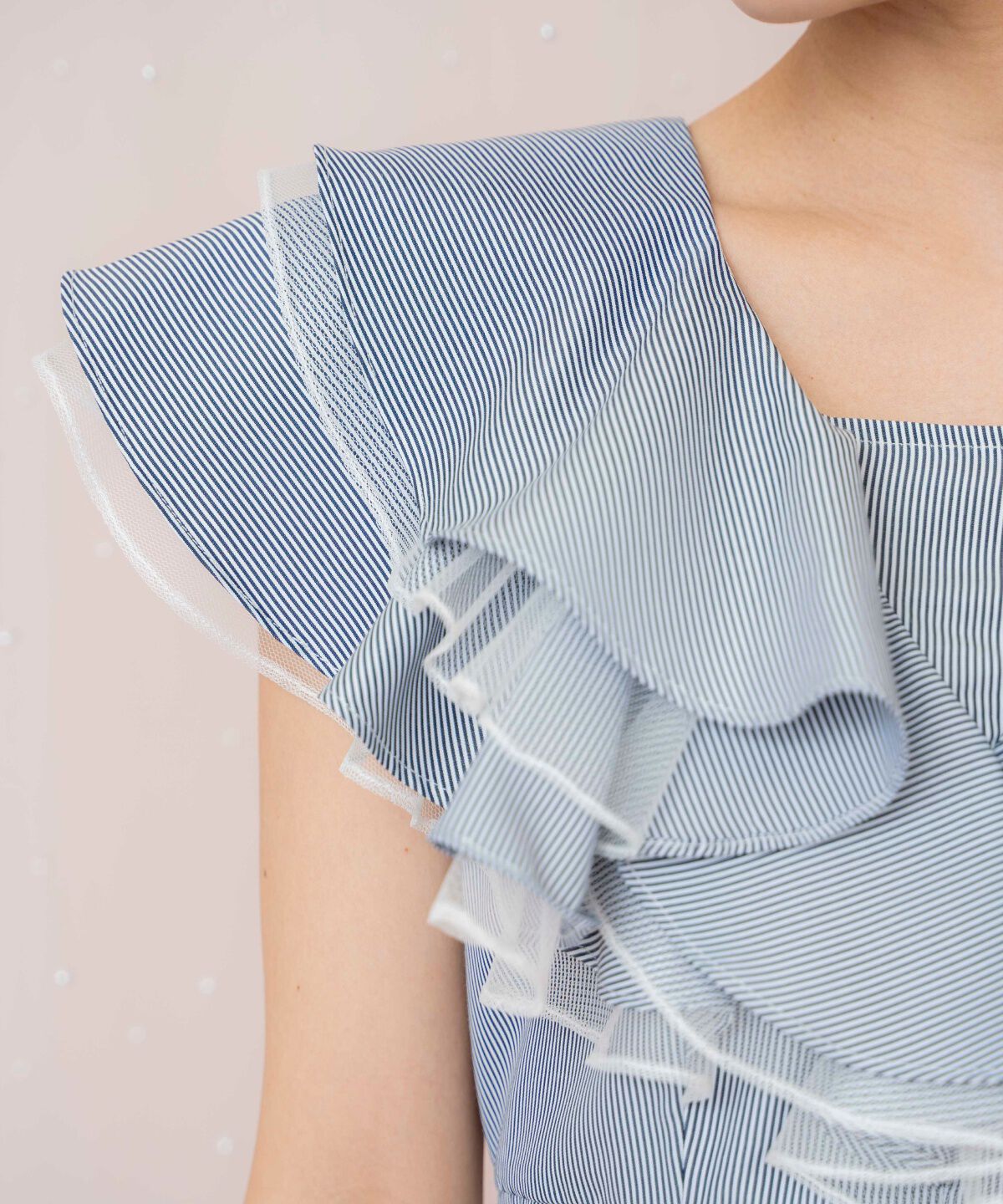 WILLSELECTION「チュールレイヤードフリルストライプワンピース」|ワンピース|