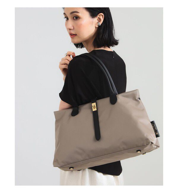 Demi-Luxe BEAMS 「VIOLAd&rsquo;ORO / ナイロン スクエア トートバッグ」|トートバッグ|TAUPE&times;BLACK