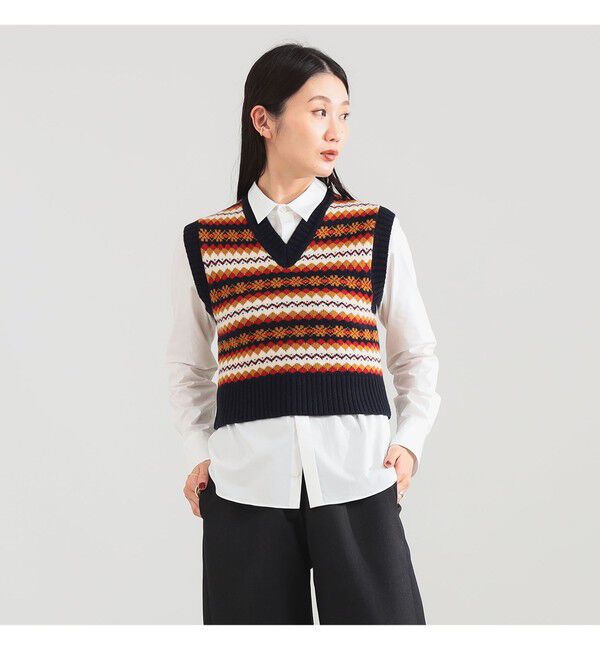 Demi-Luxe BEAMS 「INSCRIRE / フェアアイル ベスト」|ニット・セーター|NAVY MULTI