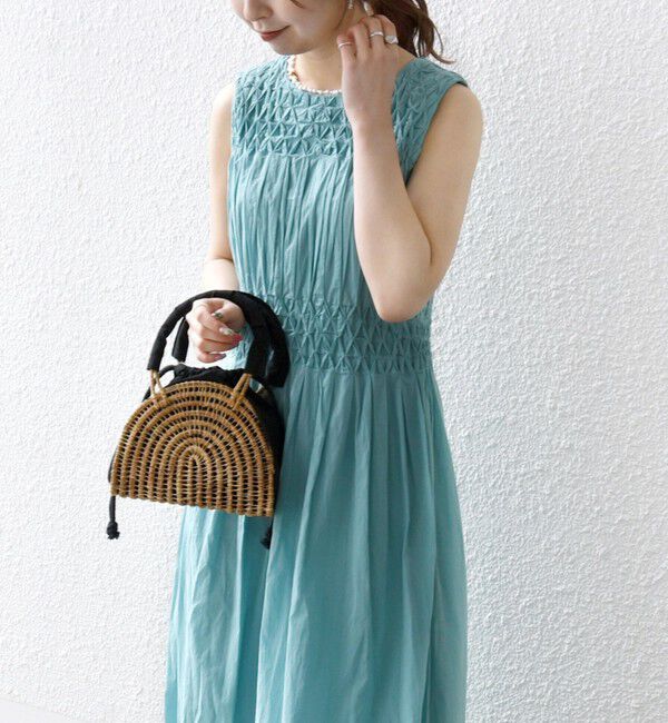 SHIPS any「【WEB限定】SHIPS any: ハンドスモッキング  コットン フレア ノースリーブ ワンピース」|ワンピース|