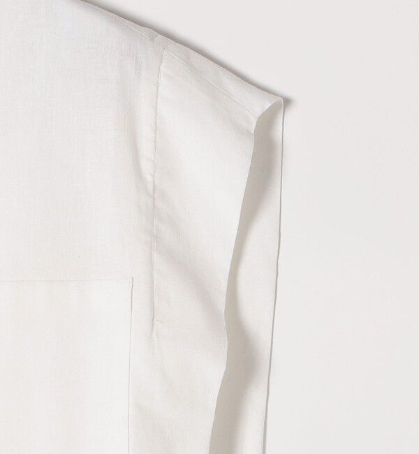 SHIPS any「SHIPS any:〈洗濯機可能〉リネン コットン バンドカラー フレンチスリーブ ポケット シャツ」|シャツ・ブラウス|