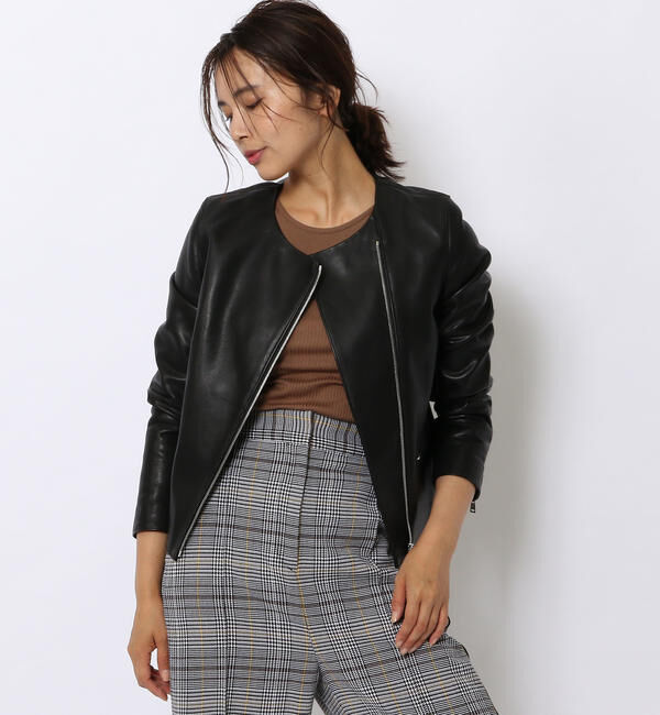 DES PRES「ラムレザー ノーカラージャケット」|ライダースジャケット|