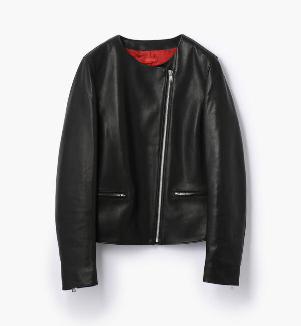 DES PRES「ラムレザー ノーカラージャケット」|ライダースジャケット|