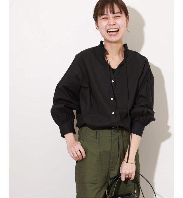 JOURNAL STANDARD relume「《追加8》ハイカウントコットンスタンドカラー2way」|シャツ・ブラウス|ブラック
