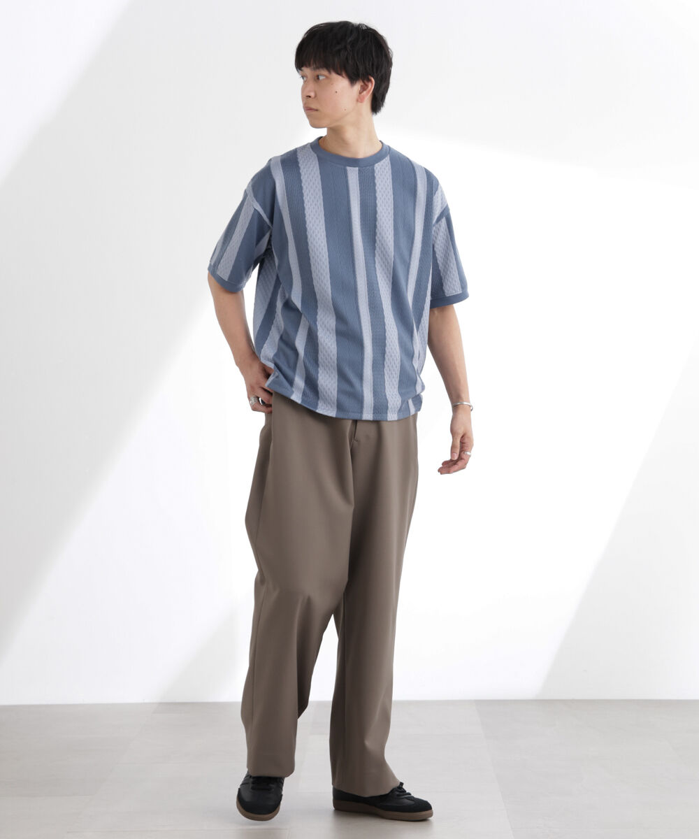 nano･universe「ストライプジャガードTシャツ 半袖」|Tシャツ・カットソー|