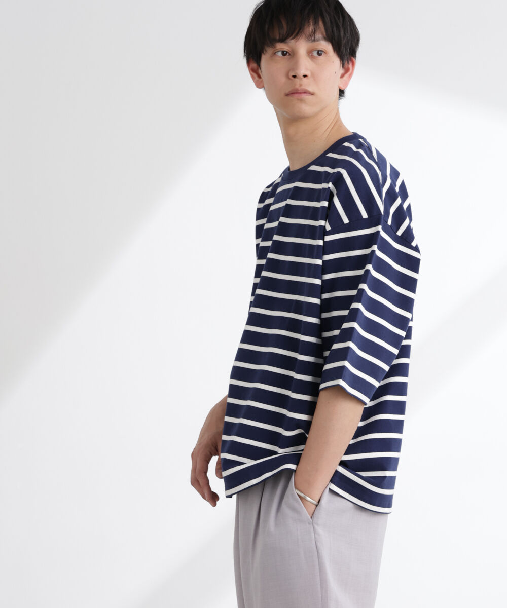 nano･universe「ルーズフィットワイドスリーブTシャツ 7分袖」|Tシャツ・カットソー|ネイビー