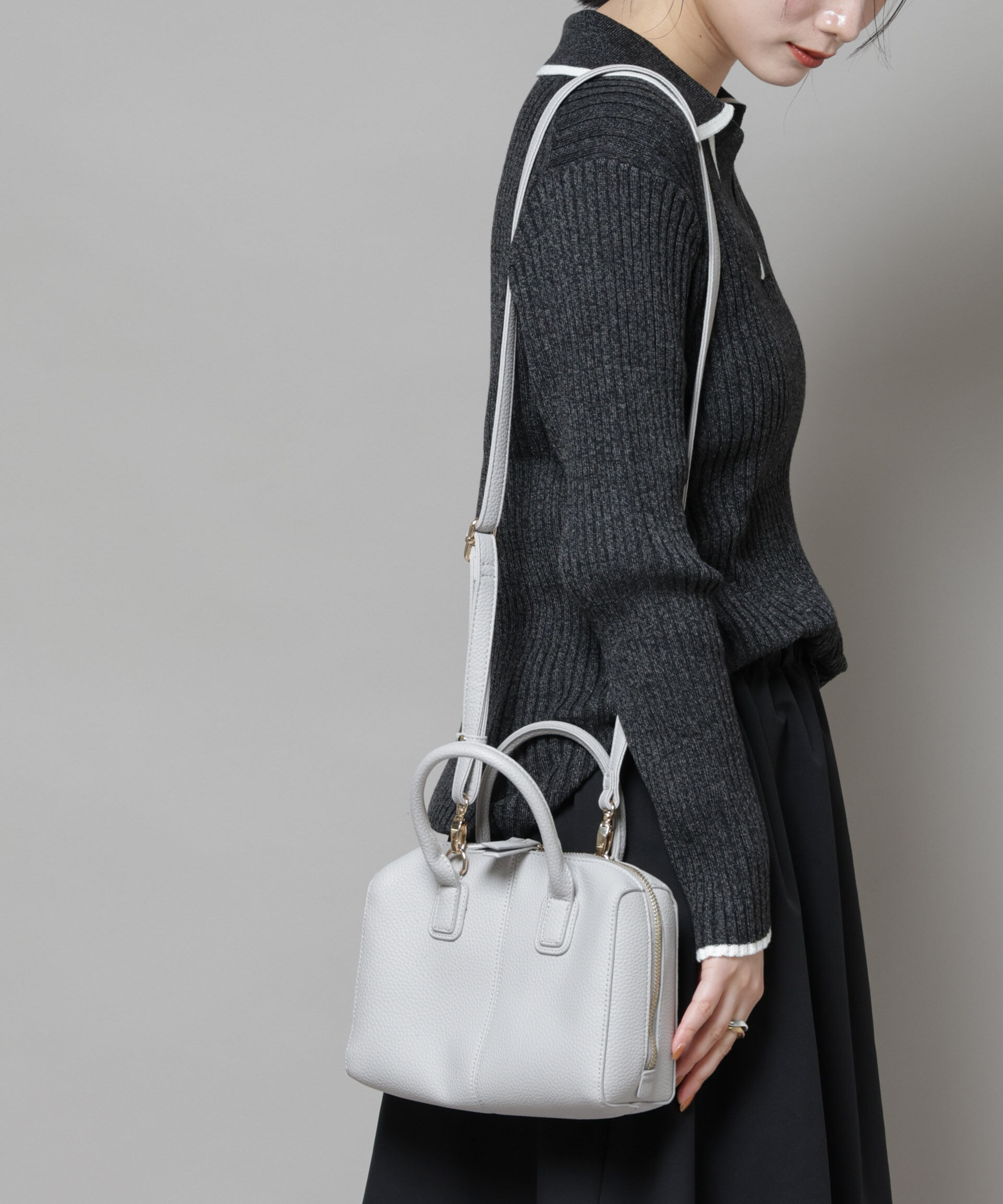 nano･universe「2wayショルダースクエアミニボストンバッグ」|ショルダー・メッセンジャー|L.グレー1