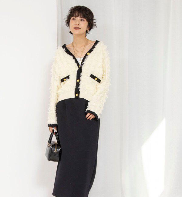 Rie Miller「《手洗い可能》カットジャガード金ボタンカーディガン」|カーディガン|