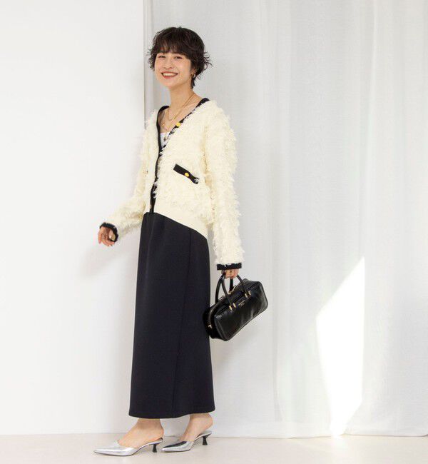 Rie Miller「《手洗い可能》カットジャガード金ボタンカーディガン」|カーディガン|