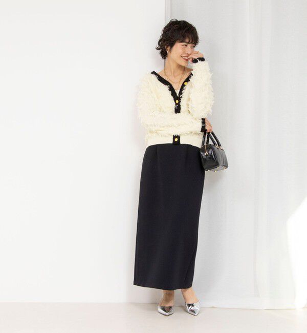 Rie Miller「《手洗い可能》カットジャガード金ボタンカーディガン」|カーディガン|