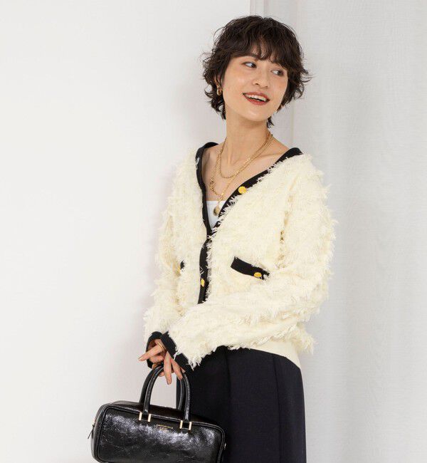 Rie Miller「《手洗い可能》カットジャガード金ボタンカーディガン」|カーディガン|