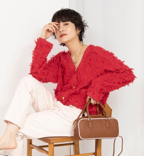 Rie Miller「《手洗い可能》カットジャガード金ボタンカーディガン」|カーディガン|