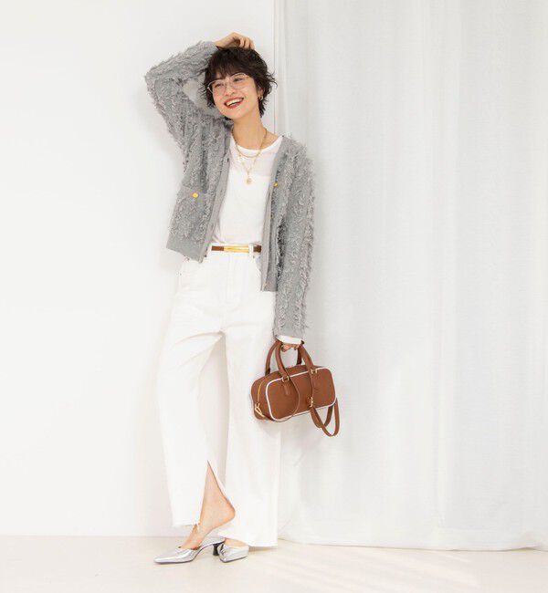 Rie Miller「《手洗い可能》カットジャガード金ボタンカーディガン」|カーディガン|