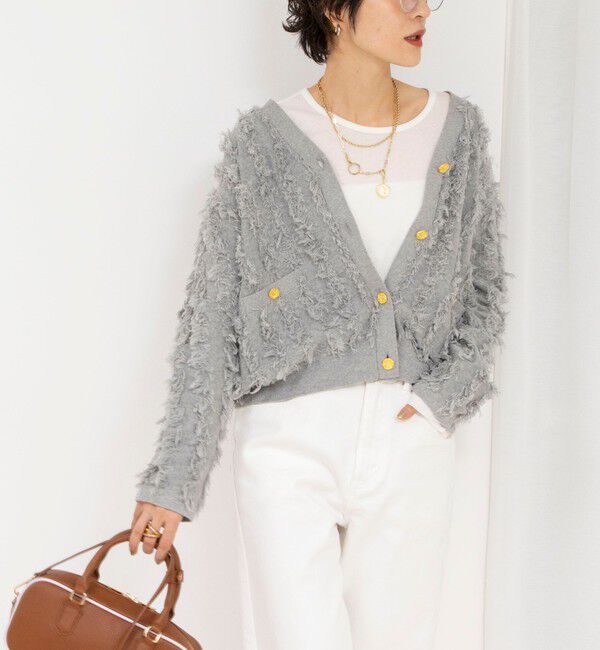 Rie Miller「《手洗い可能》カットジャガード金ボタンカーディガン」|カーディガン|