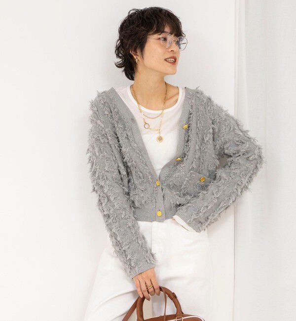 Rie Miller「《手洗い可能》カットジャガード金ボタンカーディガン」|カーディガン|