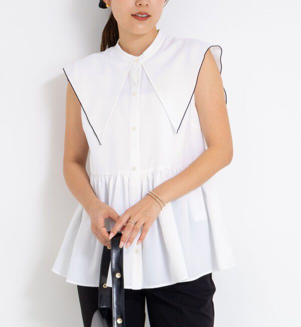 NOLLEY'S「ビッグカラーノースリーブブラウス」|シャツ・ブラウス|