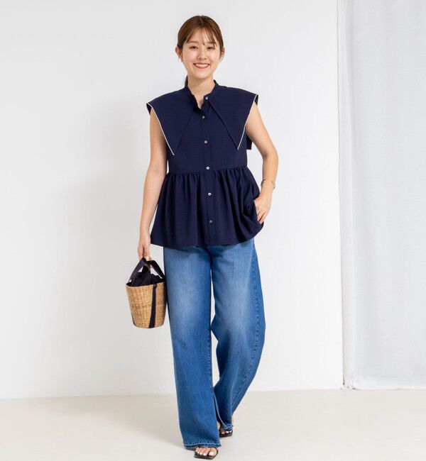 NOLLEY'S「ビッグカラーノースリーブブラウス」|シャツ・ブラウス|