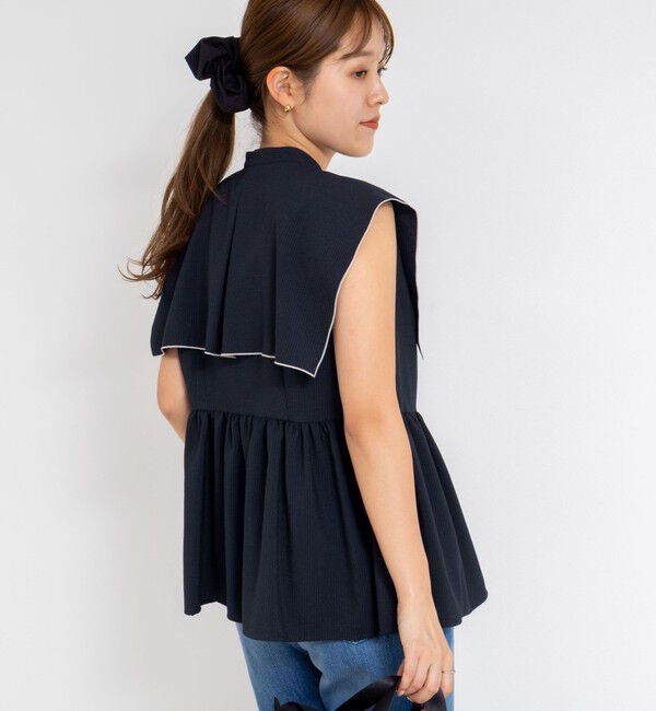 NOLLEY'S「ビッグカラーノースリーブブラウス」|シャツ・ブラウス|