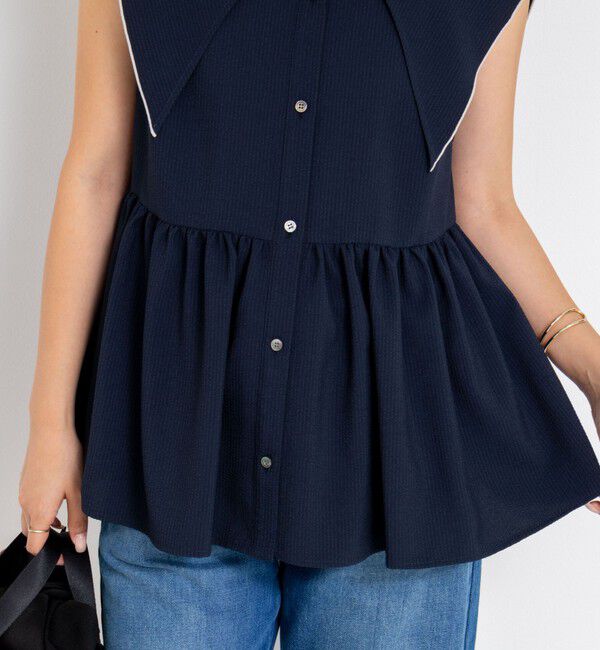 NOLLEY'S「ビッグカラーノースリーブブラウス」|シャツ・ブラウス|