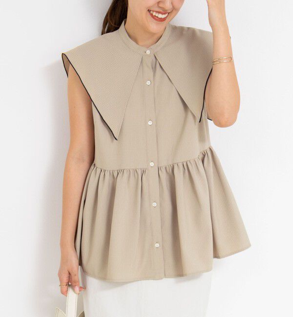 NOLLEY'S「ビッグカラーノースリーブブラウス」|シャツ・ブラウス|