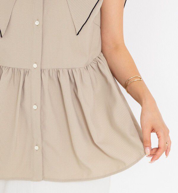 NOLLEY'S「ビッグカラーノースリーブブラウス」|シャツ・ブラウス|