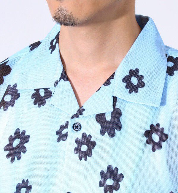 GLOSTER「【GLOSTER/グロスター】フラワーメッシュシャツ ショートスリーブ オープンカラー 開襟シャツ」|シャツ・ブラウス|