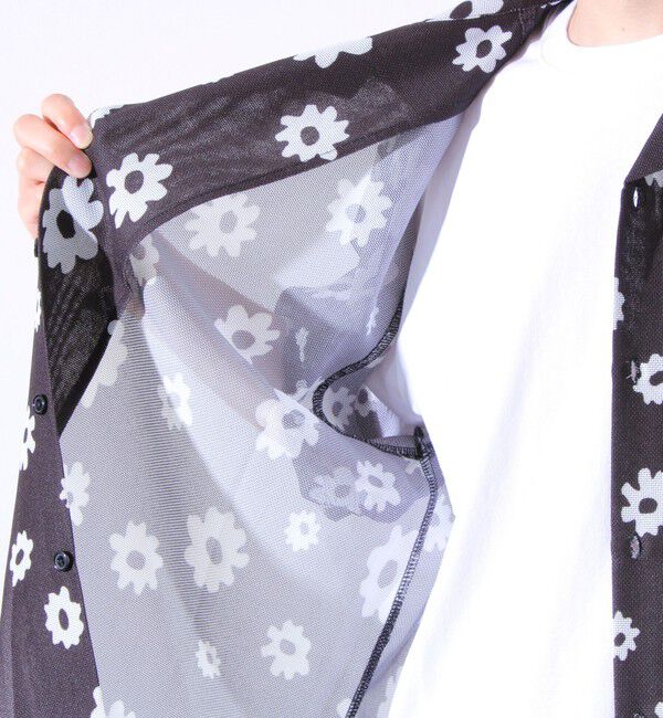 GLOSTER「【GLOSTER/グロスター】フラワーメッシュシャツ ショートスリーブ オープンカラー 開襟シャツ」|シャツ・ブラウス|