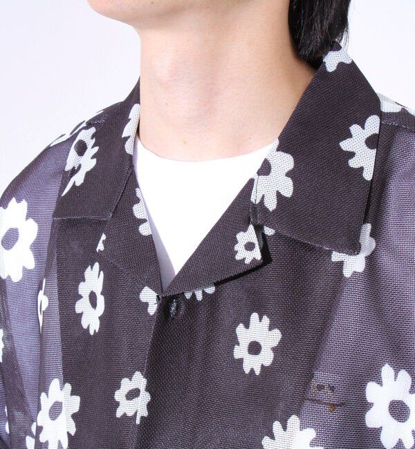 GLOSTER「【GLOSTER/グロスター】フラワーメッシュシャツ ショートスリーブ オープンカラー 開襟シャツ」|シャツ・ブラウス|