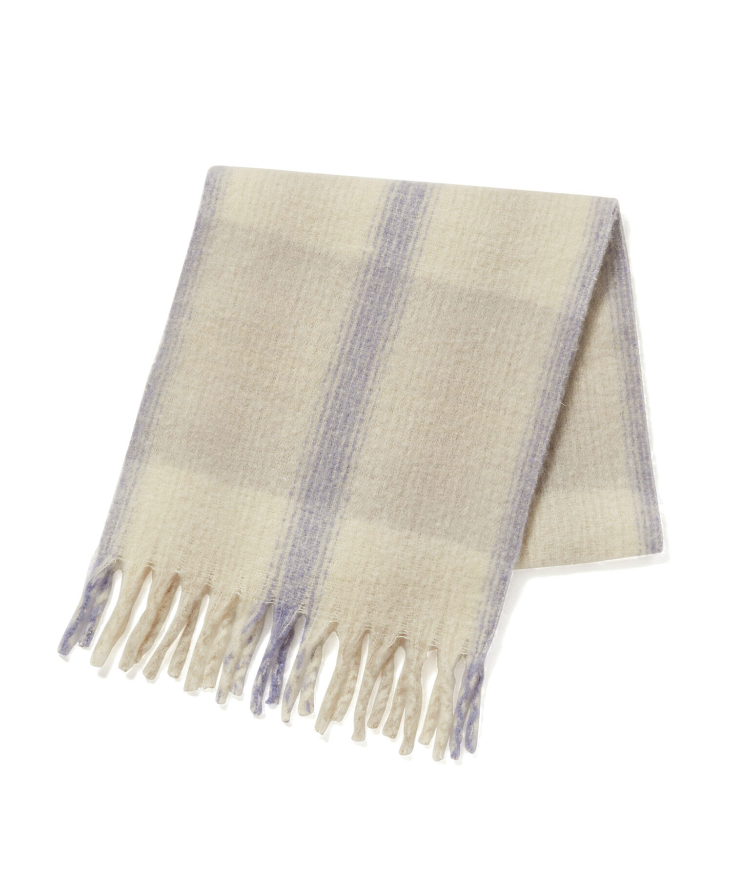 ROPE PICNIC PASSAGE「【WEB限定カラー:ブラウン】リサイクルヤーンチェックバルキーフリンジストール」|ストール|