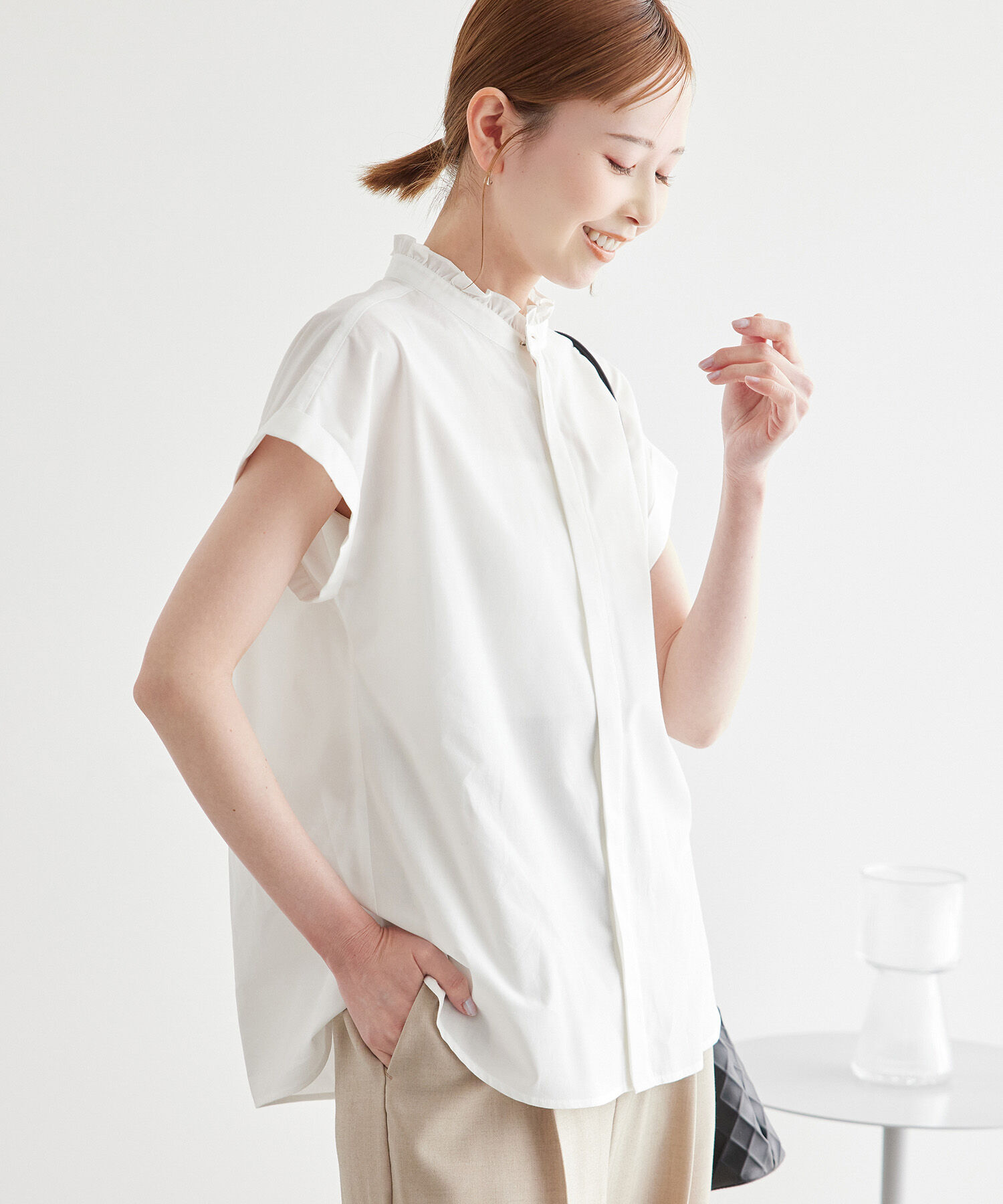 Rope&rsquo;Picnic「新色追加/フリルバンドシャツ」|シャツ・ブラウス|オフホワイト(15)