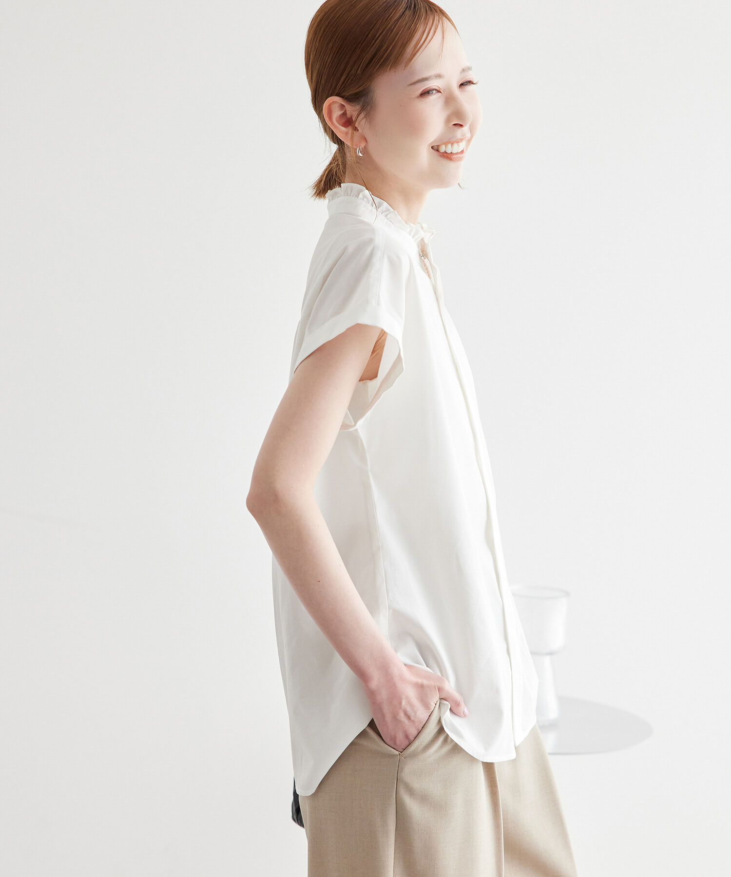 Rope&rsquo;Picnic「新色追加/フリルバンドシャツ」|シャツ・ブラウス|