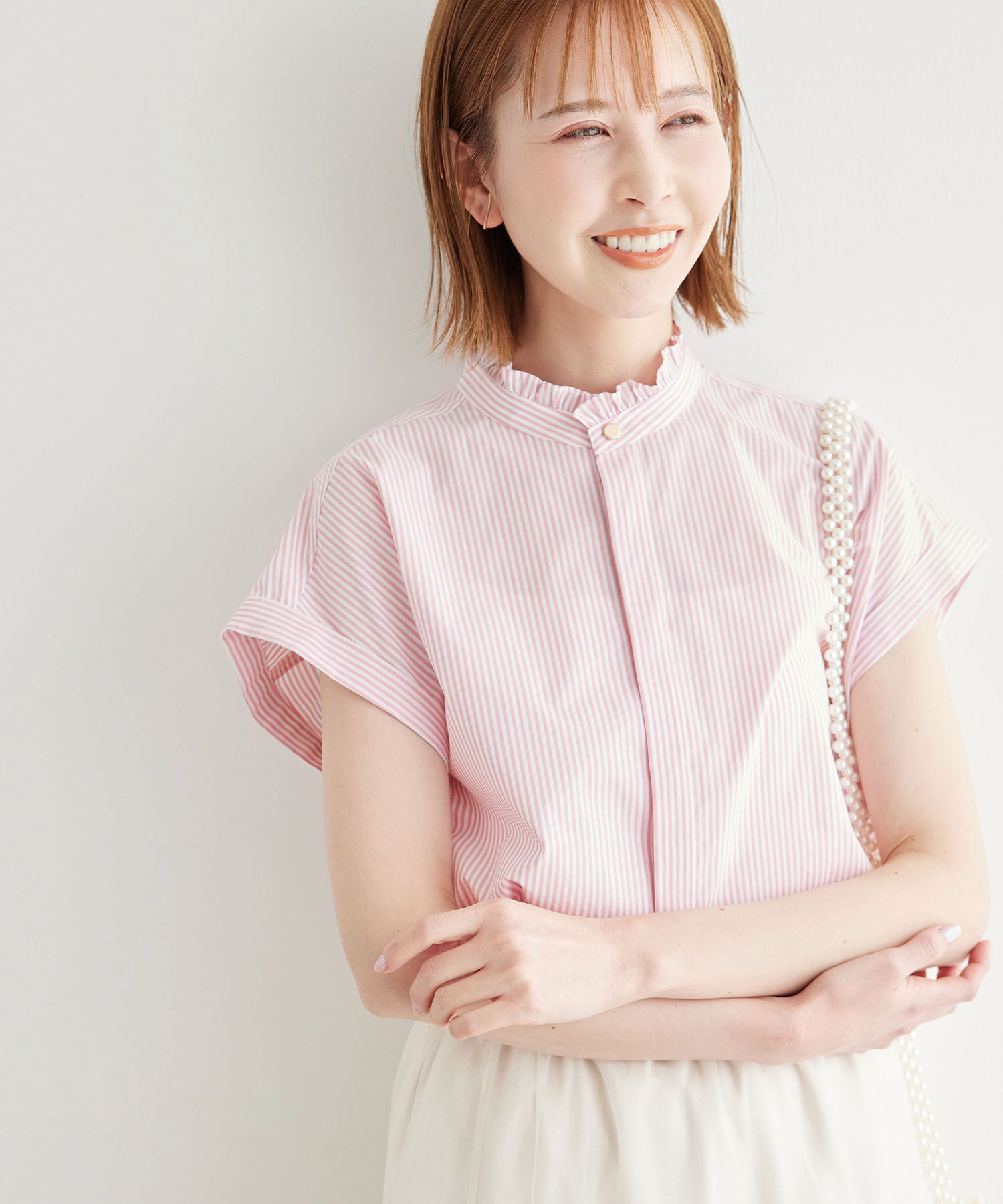 Rope&rsquo;Picnic「新色追加/フリルバンドシャツ」|シャツ・ブラウス|ピンク(63)