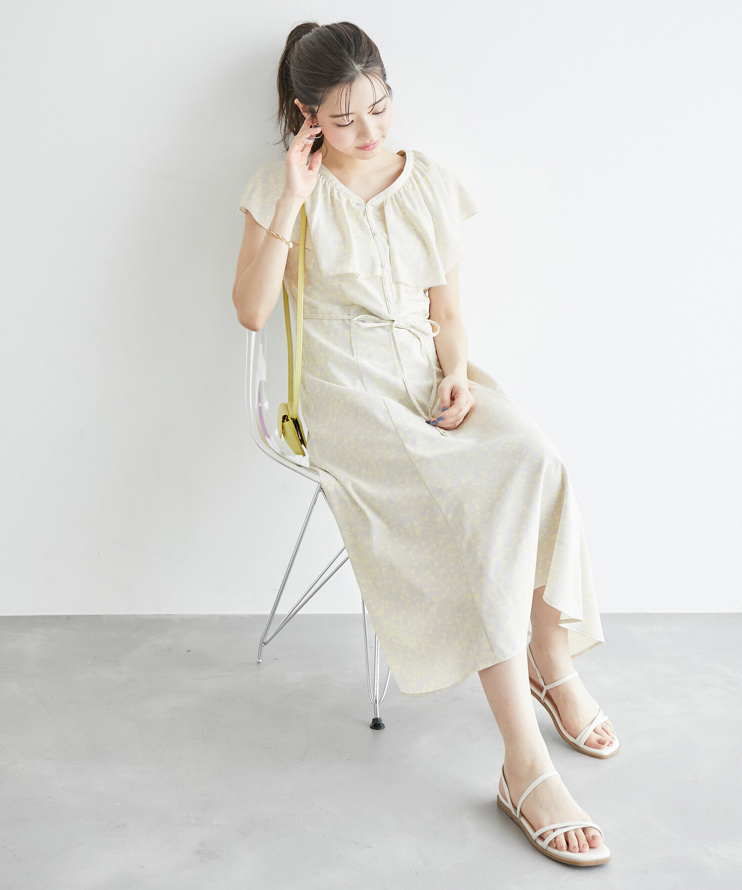 Rope&rsquo;Picnic「フラワープリントラッフルワンピース/リンクコーデ」|ワンピース|