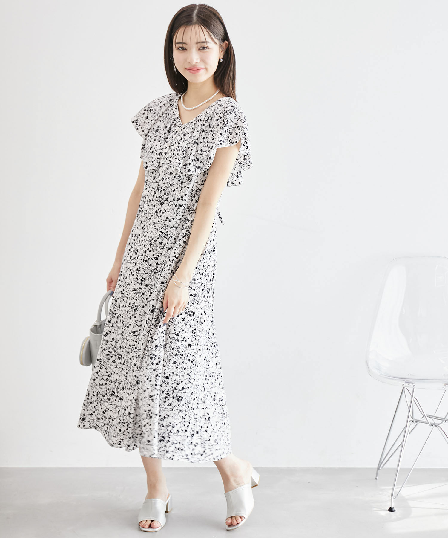 Rope&rsquo;Picnic「フラワープリントラッフルワンピース/リンクコーデ」|ワンピース|