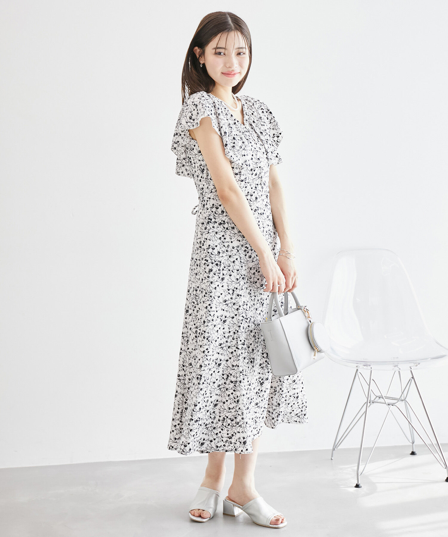 Rope&rsquo;Picnic「フラワープリントラッフルワンピース/リンクコーデ」|ワンピース|