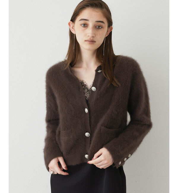  「カシミヤ混ファーニットジャケット」|ニット・セーター|ブラウン