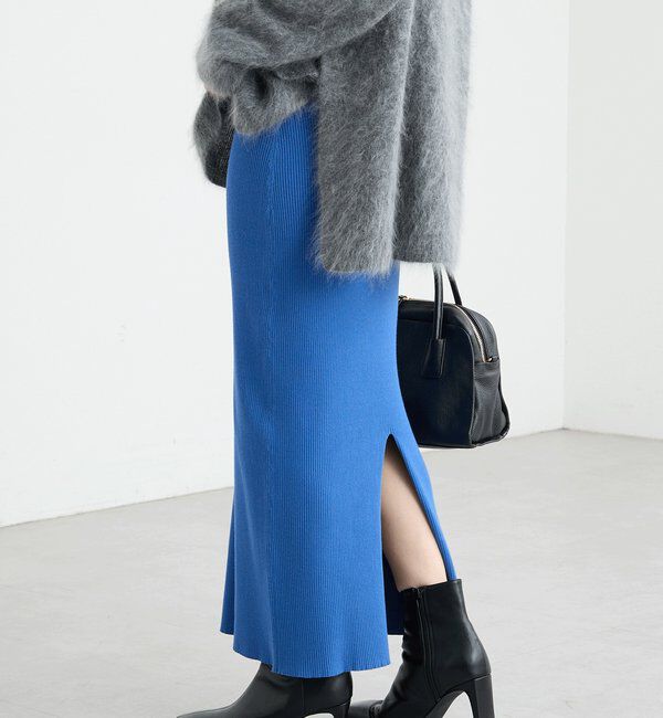  「予約【新色追加/マイナス3kg/レビュー高評価☆】リブタイトスカート」|スカート|ブルー