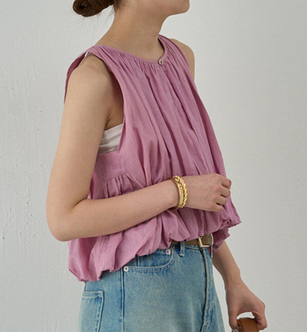  「【WALANCE】オーガニックコットンバルーンブラウス」|シャツ・ブラウス|パープル