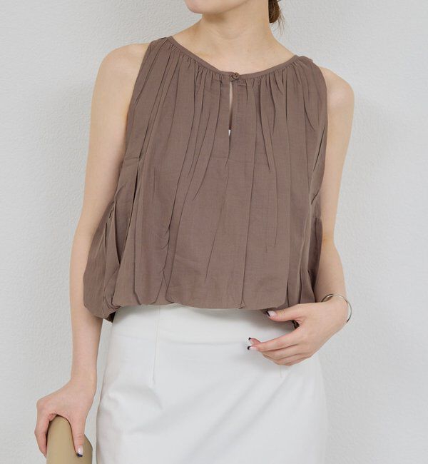  「【WALANCE】オーガニックコットンバルーンブラウス」|シャツ・ブラウス|ブラウン