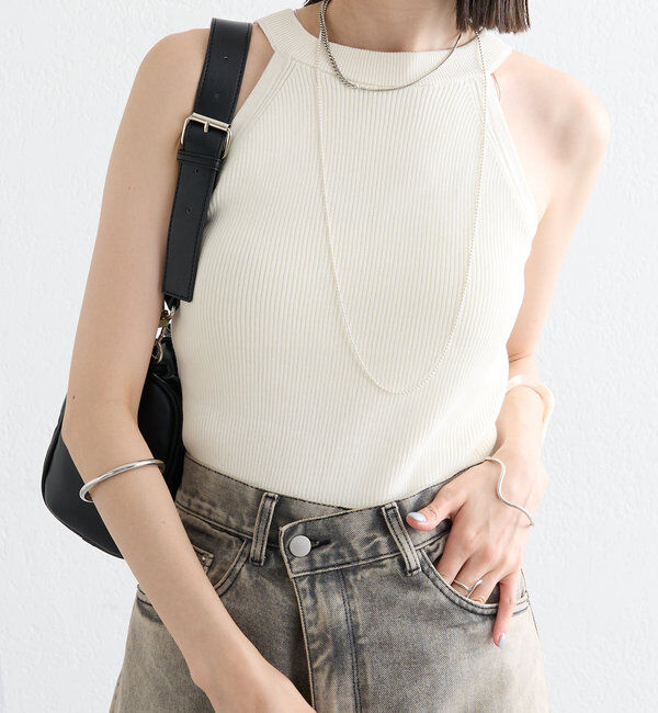  「【インナー/トップス◎】アメスリニットタンク」|キャミソール|アイボリー