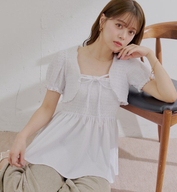  「ペプラムキャミ+ボレロセット」|カーディガン|ホワイト