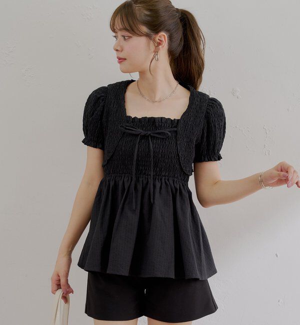  「ペプラムキャミ+ボレロセット」|カーディガン|