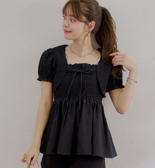  「ペプラムキャミ+ボレロセット」|カーディガン|