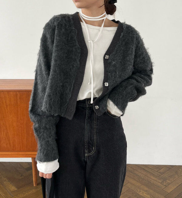  「【shio企画】フラッフィーショートカーディガン」|カーディガン|